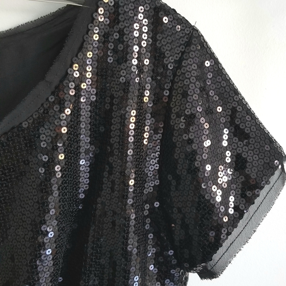 BCBG Generation Black Sequin Cocktail Dress Wedding Guest - Picture 3 of 6